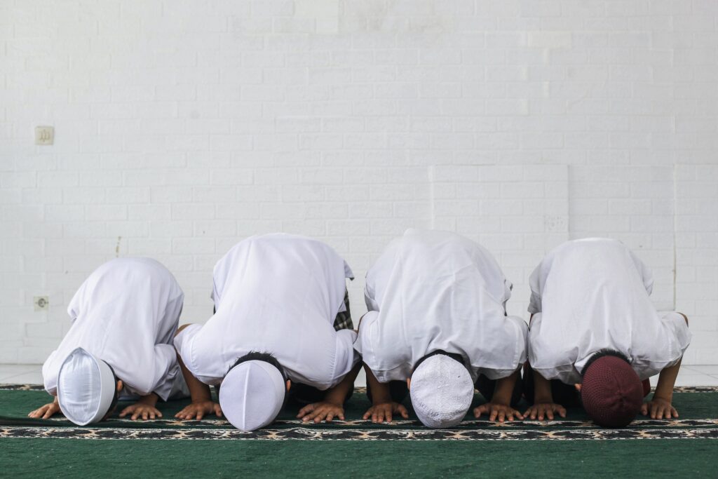 Group of muslim salat in the mosque