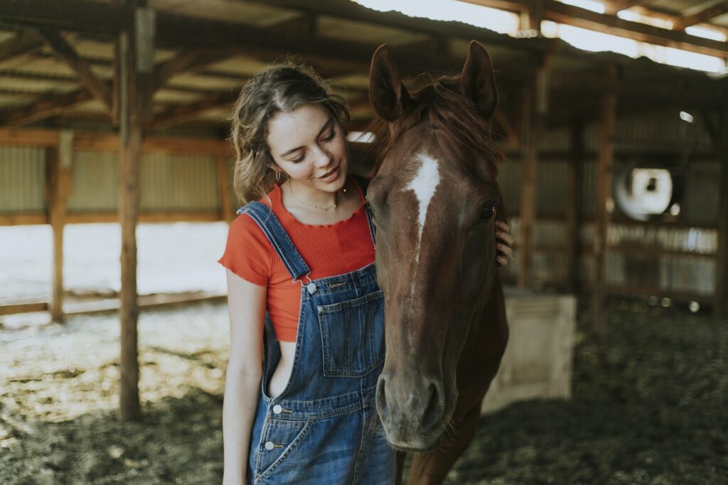 Portrait of a girl and a horse